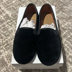 La Coqueta Black Velvet Kids Slipper Shoes, EU33
